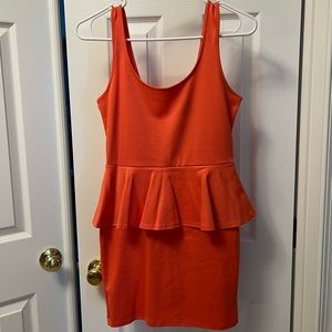 Coral peplum tank dress, size S